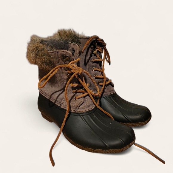 Sperry top-sider faux fur lined waterproof duck boots with leather laces - Picture 2 of 11